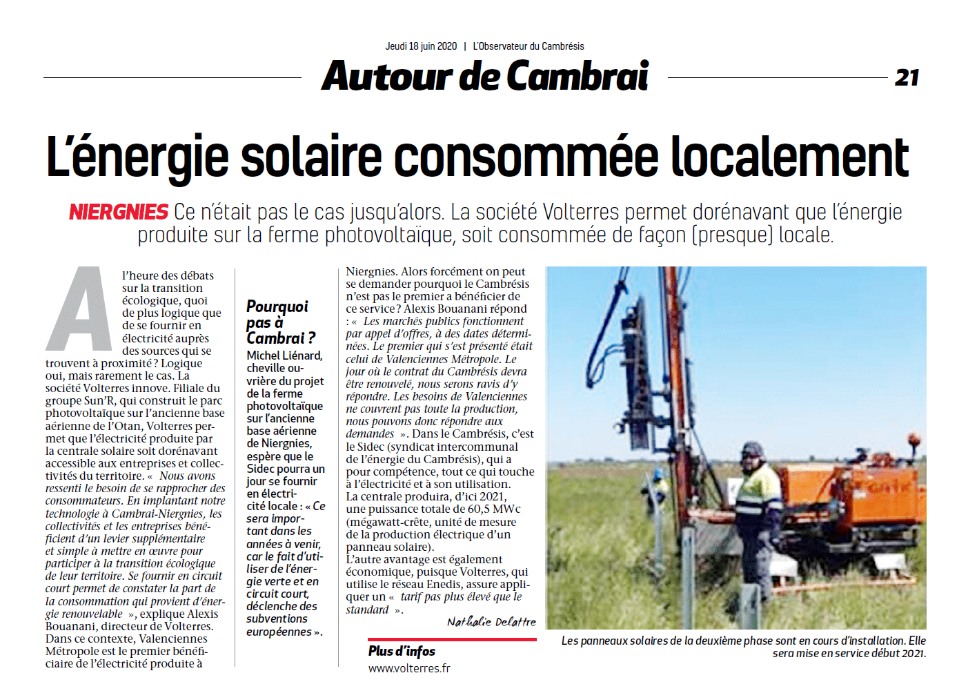 L'énergie solaire consommée localement - article - L'Observateur du